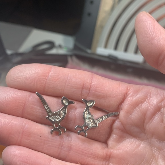 Vintage, Turquoise Roadrunner Earrings - Picture 7 of 7